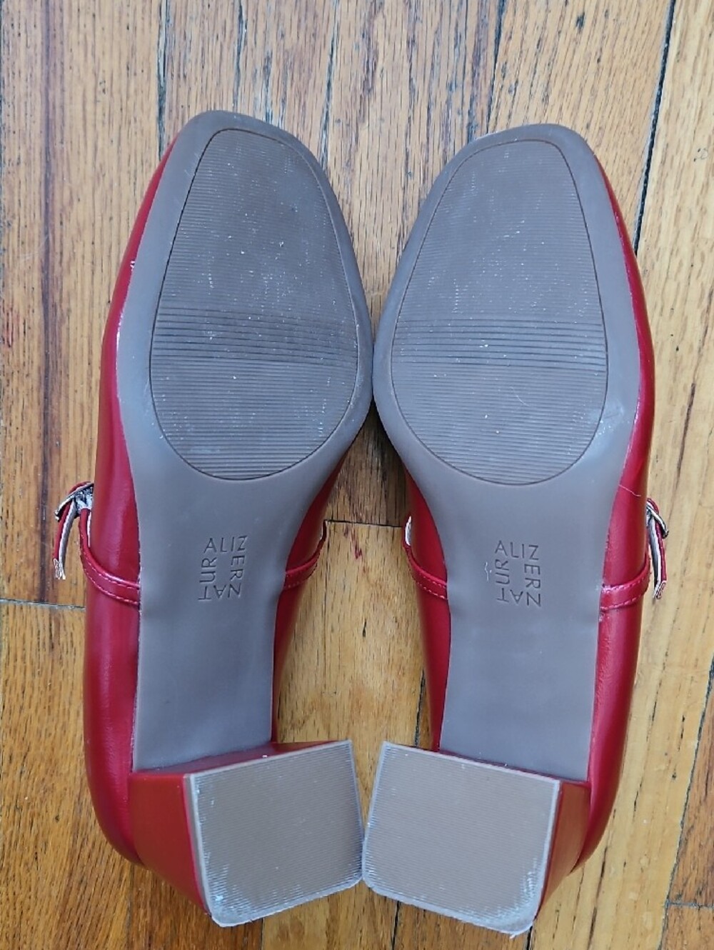 Naturalizer Red Mary Jane Block Heels with Ankle Strap - Picture 10 of 16